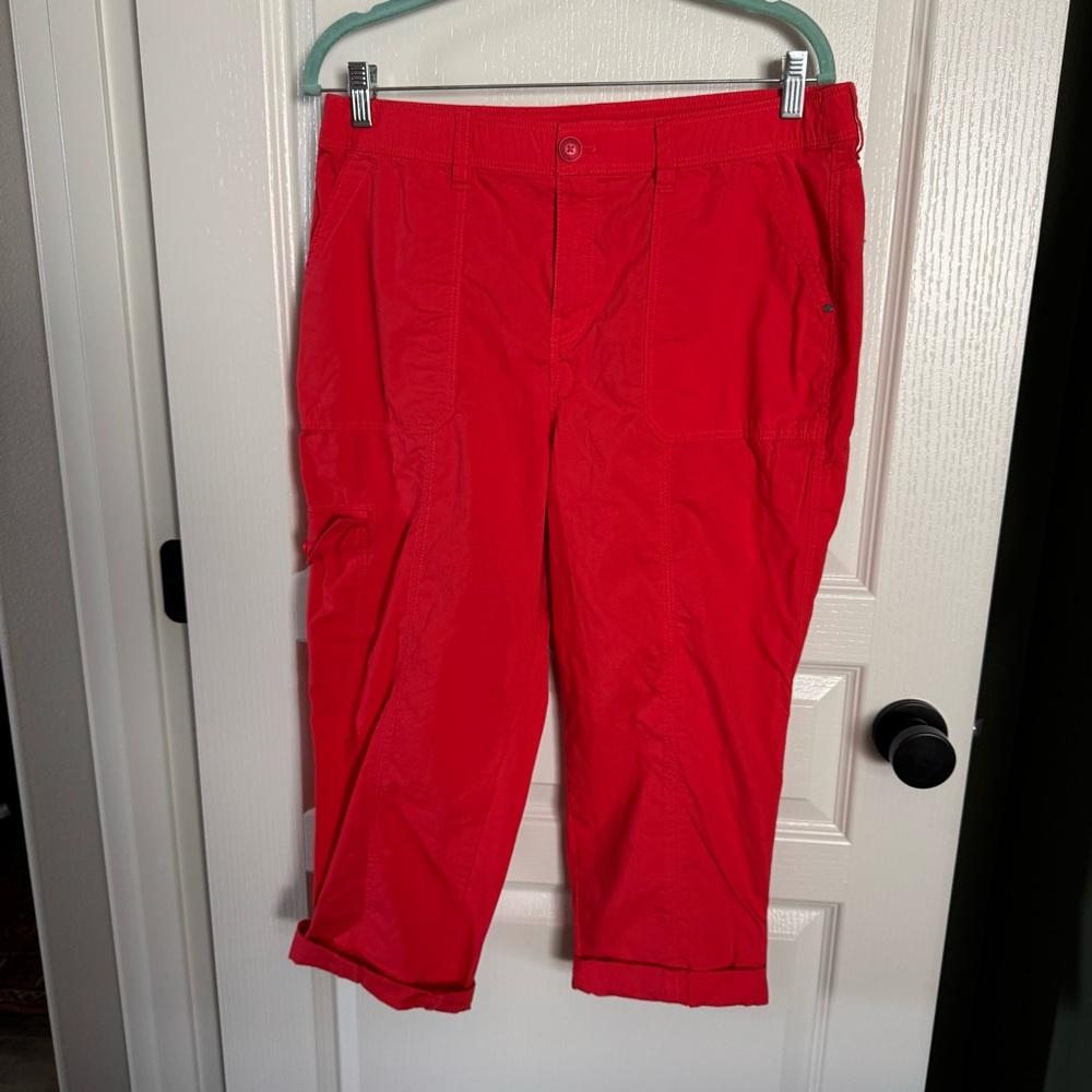 Chico's Vibrant Red / Orange Cargo Pants SIZE 1.5